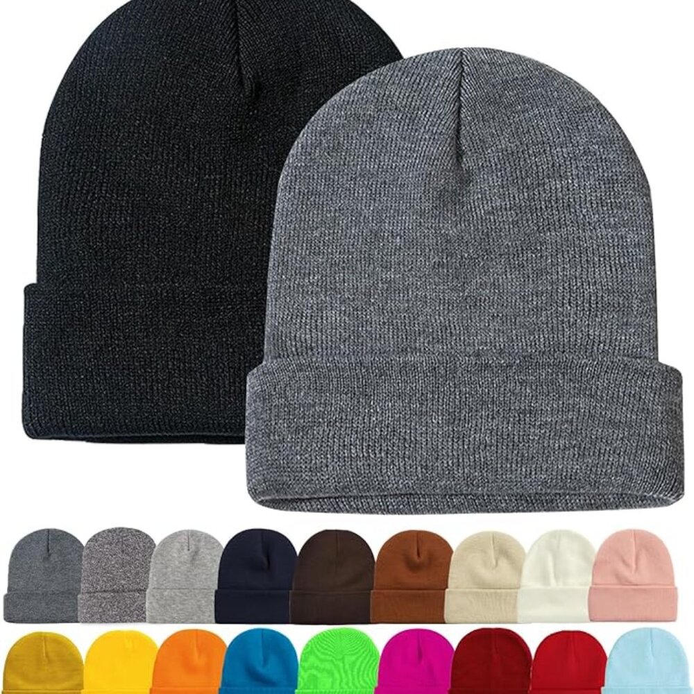 1&2 Pack Beanie for Men Women Slouchy Beanie Hats Winter Knit Caps‎ Soft Ski Hat